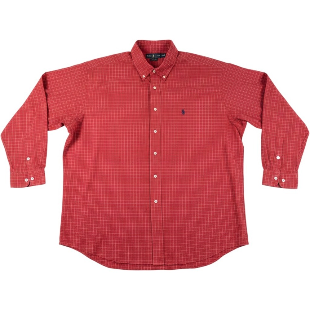 Ralph Lauren Button Down Shirt Mens XXL Red Excellent Blake Plaid Long Sleeve